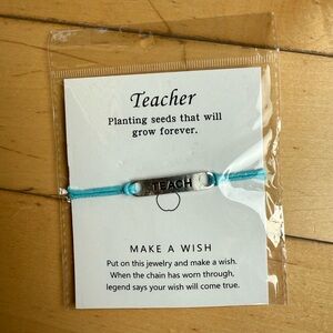 Silver and Blue 'Teacher' Wish Bracelet